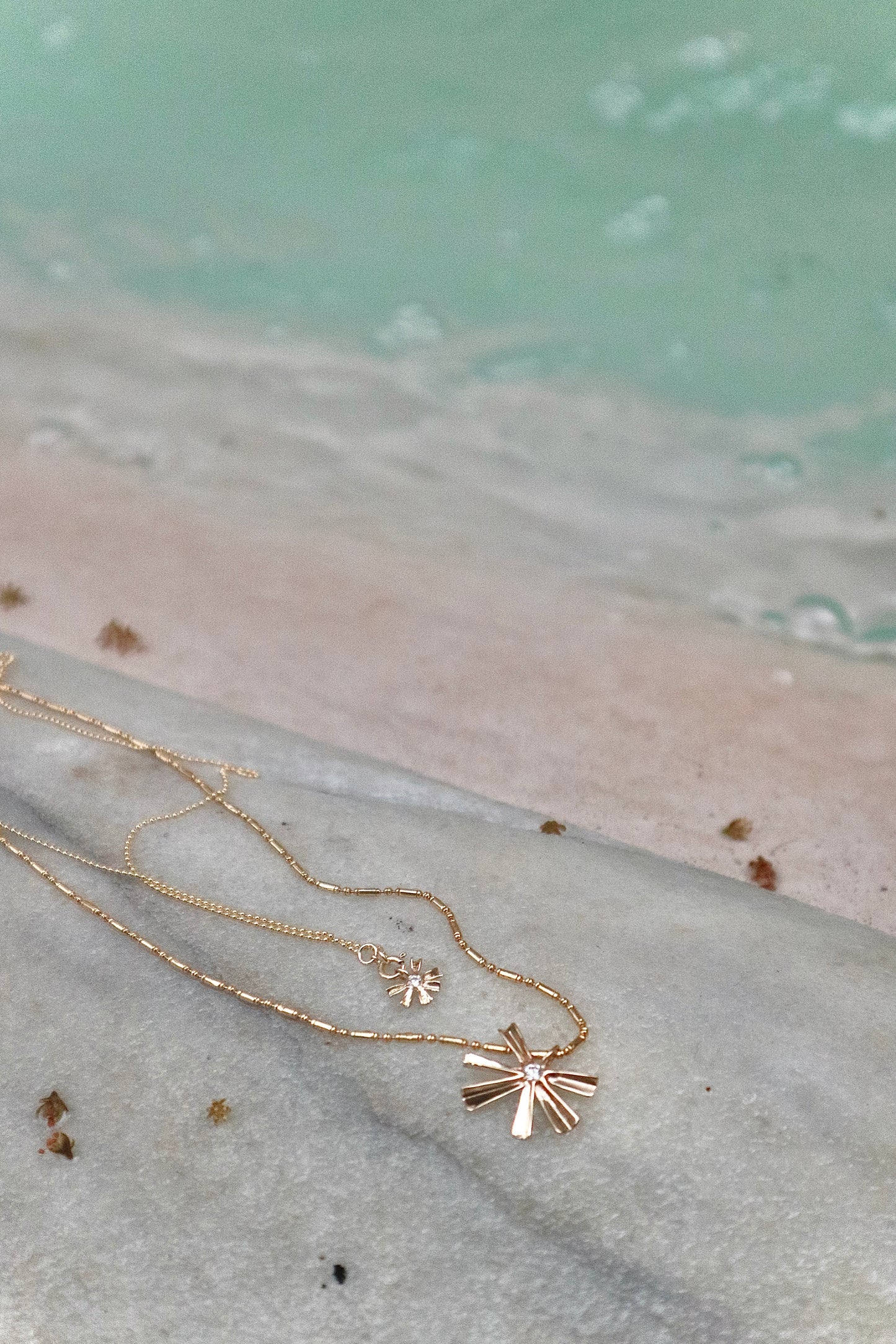 Small Diamond Sunset Flower Necklace